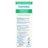 Meridol bain de bouche halitose, flacon arrière et détails du flacon