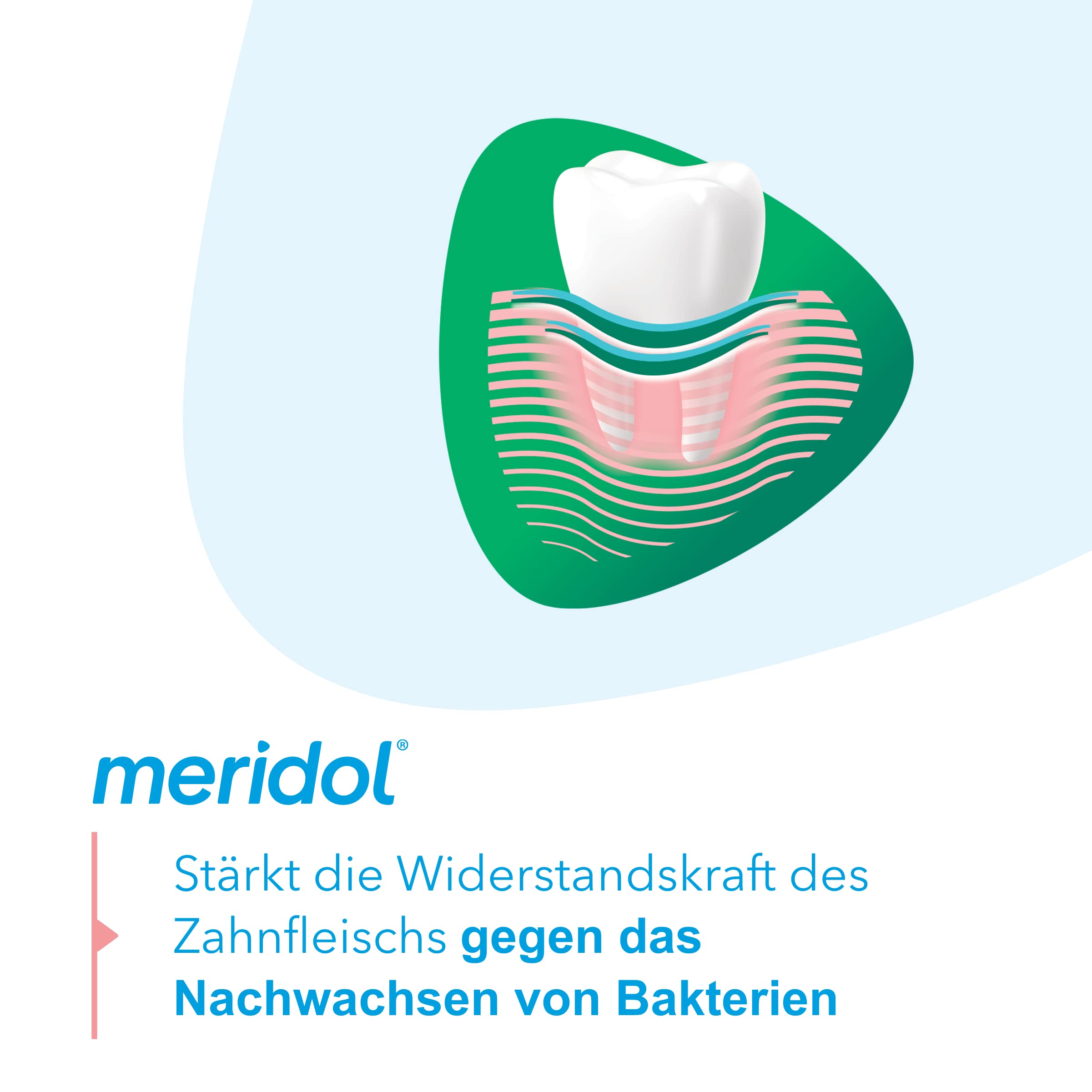Meridol bain de bouche halitose, fraîcheur mentholée ressentie après rinçage