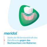 Meridol bain de bouche halitose, fraîcheur mentholée ressentie après rinçage
