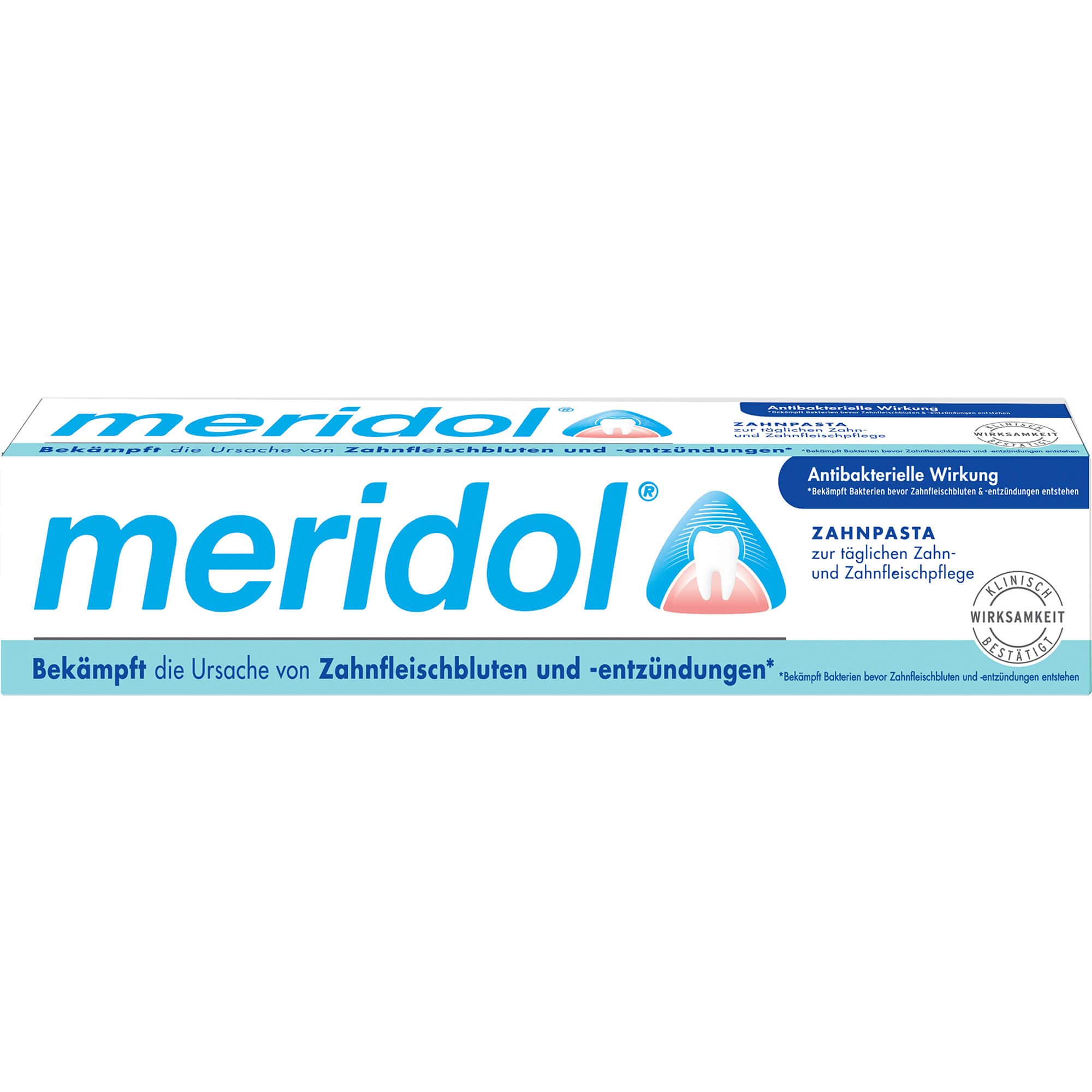 Meridol dentifrice 75 ml en tube pour une hygiène bucco-dentaire douce et fraîche.