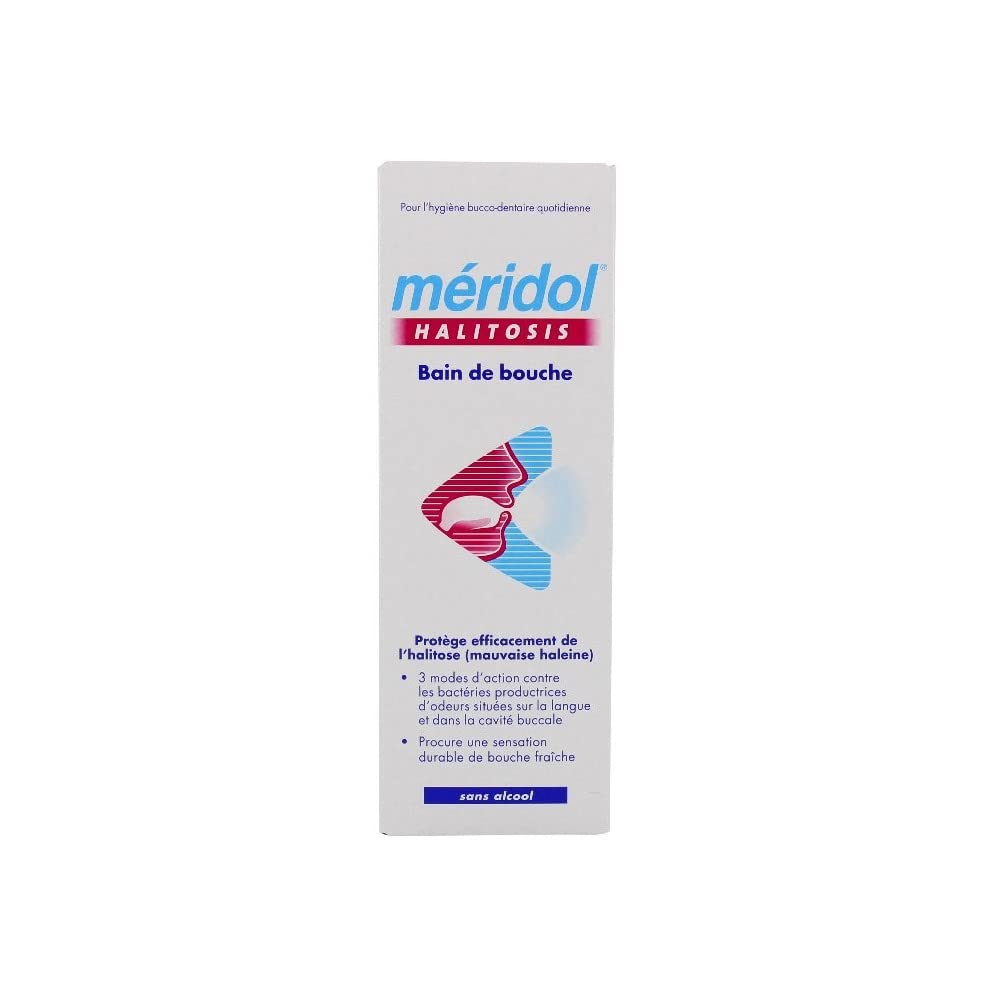 Meridol Halitosis – bain de bouche, utilisation quotidienne pour une haleine plus fraîche.