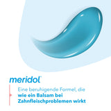 Ingrédients et conseils Meridol Parodont Expert affichés sur l'emballage