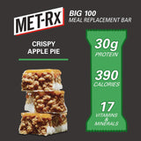 MET-Rx Big 100 barre pomme croustillante, soutien possible après l'entraînement.