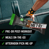 Barre MET-Rx Big 100 Colossal, usage post-entraînement pour récupération pratique.