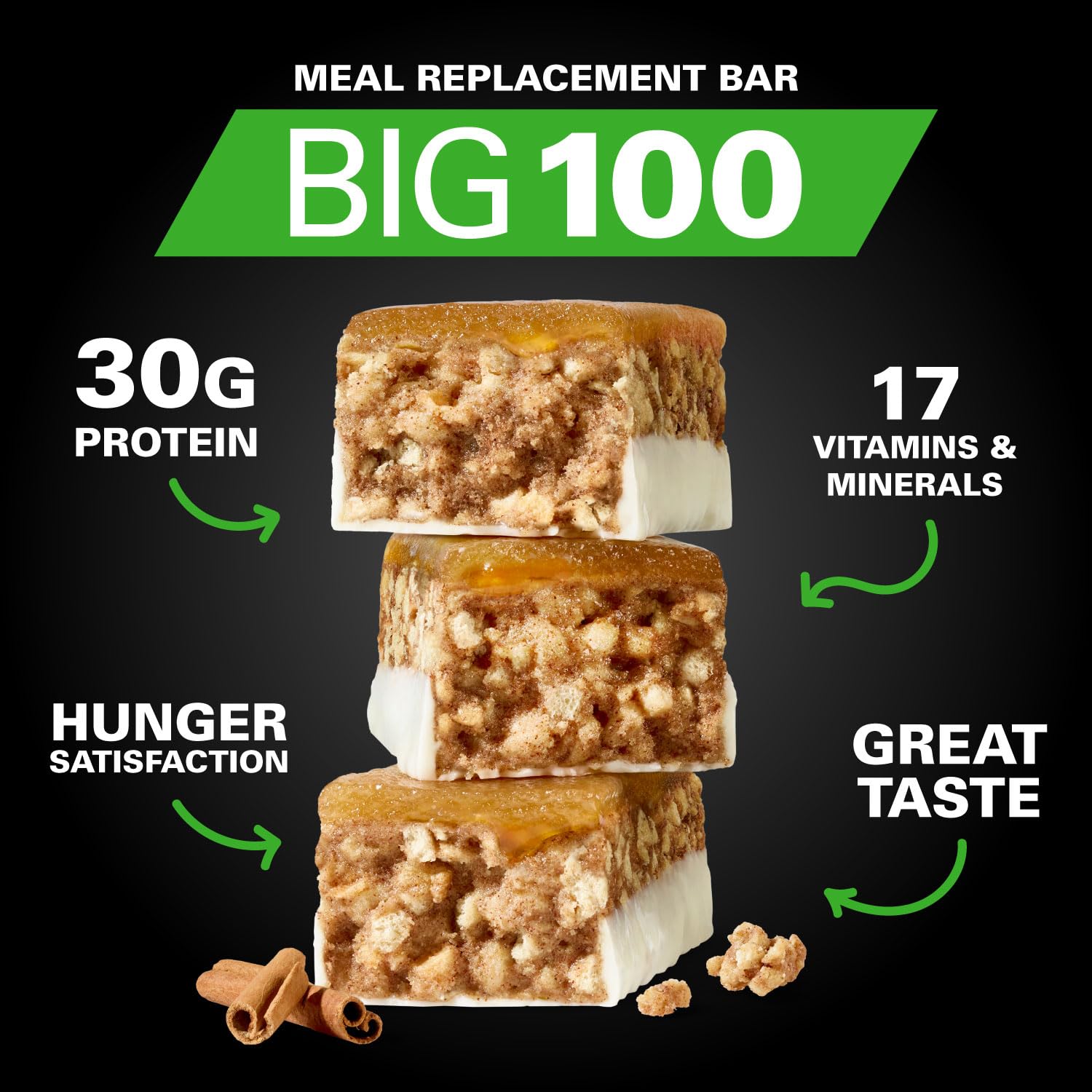 Barre MET-Rx Big 100 Colossal, valeurs nutritionnelles claires et zinc bénéfique.