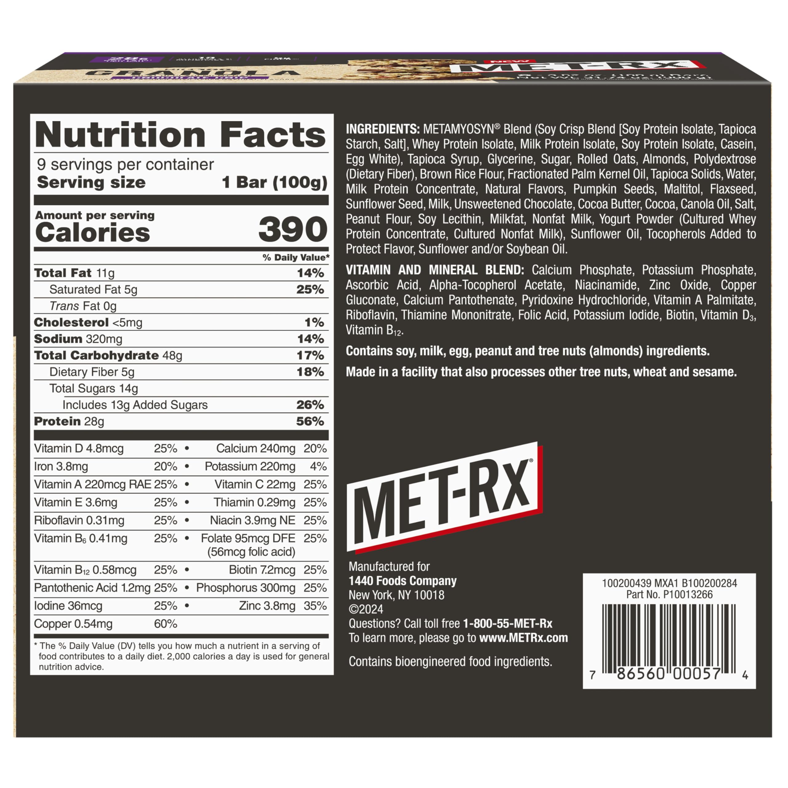 MET-Rx Big 100 Barre Granola protéine et énergie adaptées à l’entraînement.