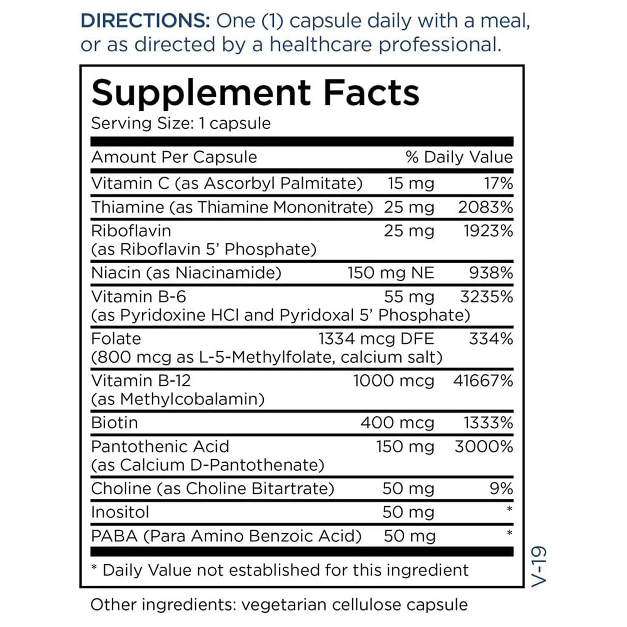Metabolic Maintenance B-Complex, usage quotidien simplifié, flacon clair.
