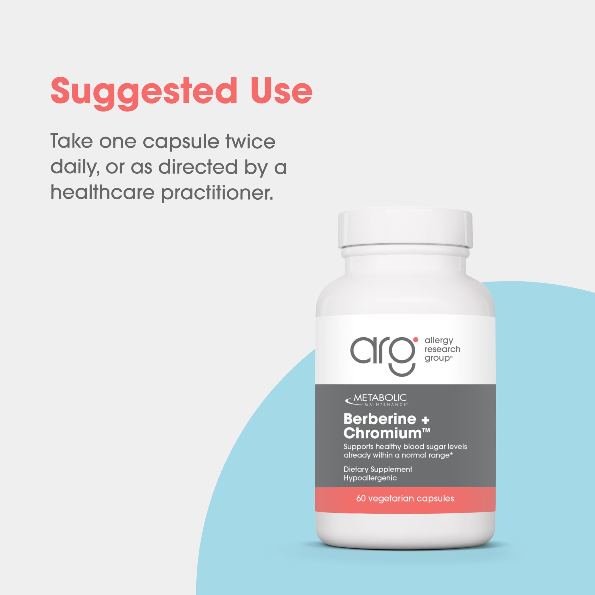 Metabolic Maintenance Berberine + Chromium – emballage ambré recyclable et sans BPA.