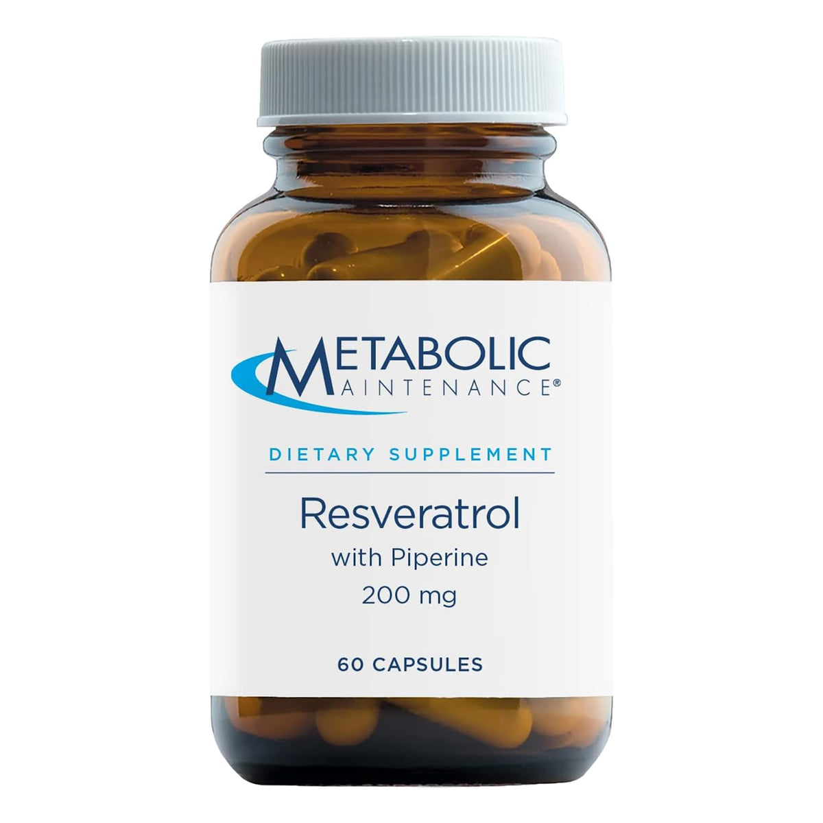 Metabolic Maintenance Resveratrol en bouteille avec pipérine, soutien antioxydant naturel.