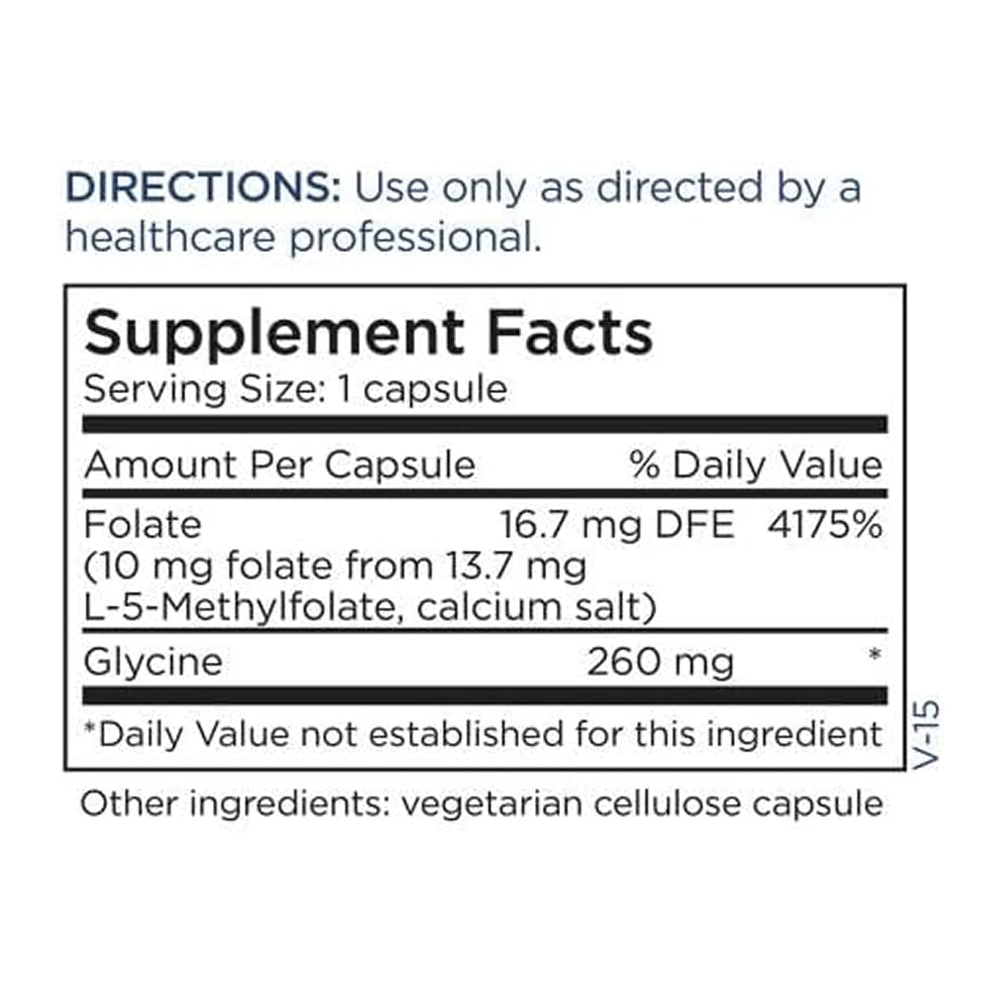 Étiquette recto Metabolic Maintenance L-Methylfolate 10 mg – composition et usages