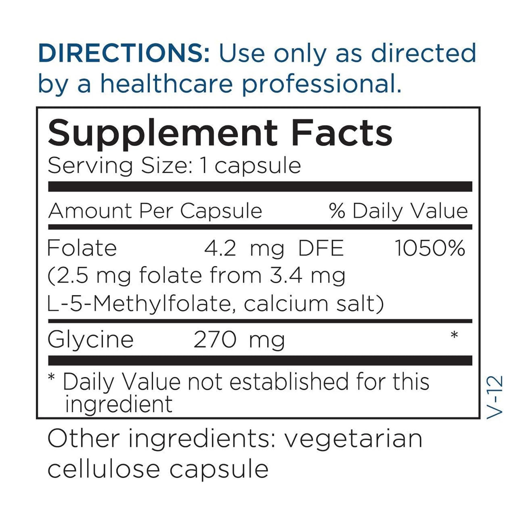 Utilisation quotidienne: prise le matin ou le soir avec Metabolic Maintenance L-Methylfolate.