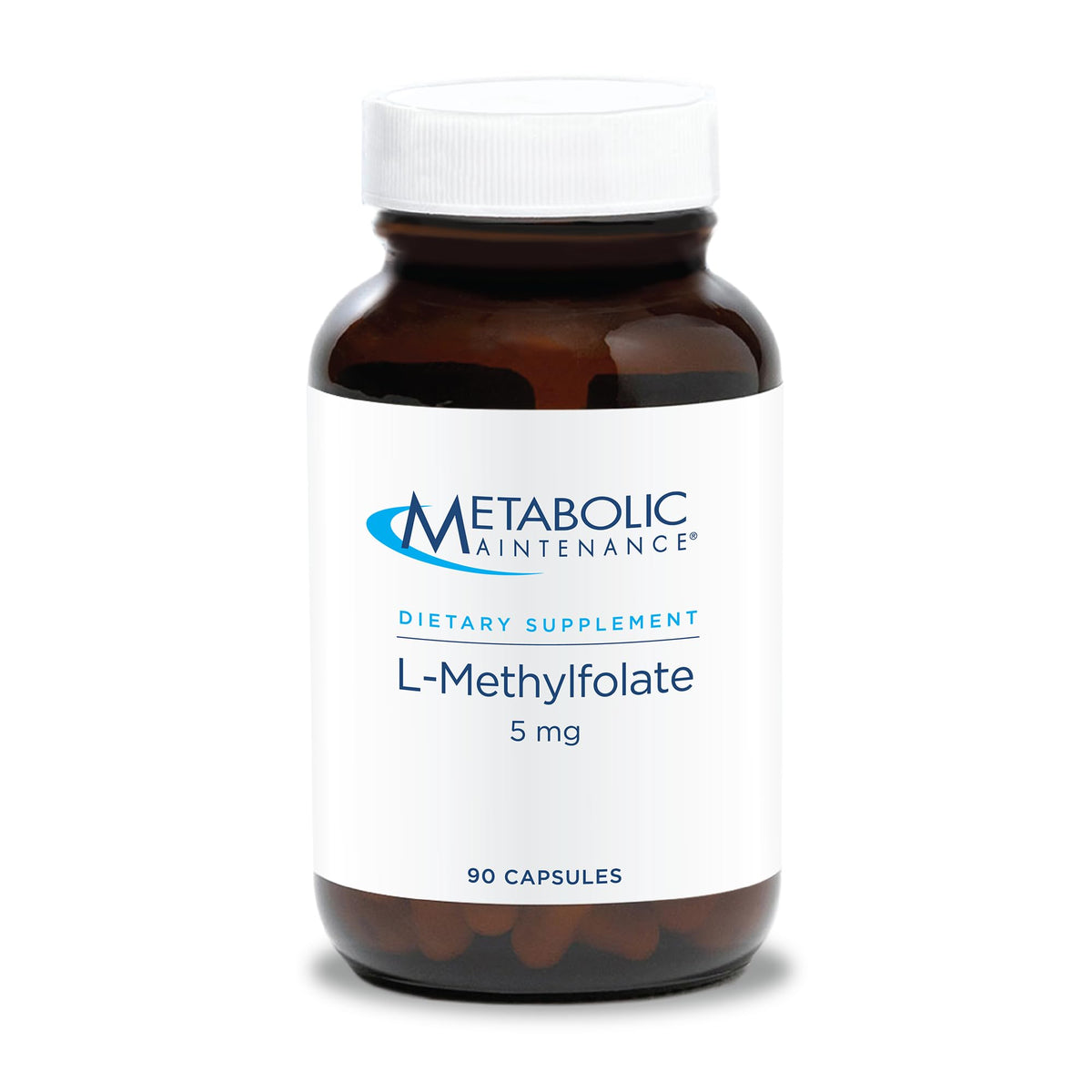 Metabolic Maintenance L-Methylfolate - bouteille montrant le format 90 gélules, apport quotidien potentiel