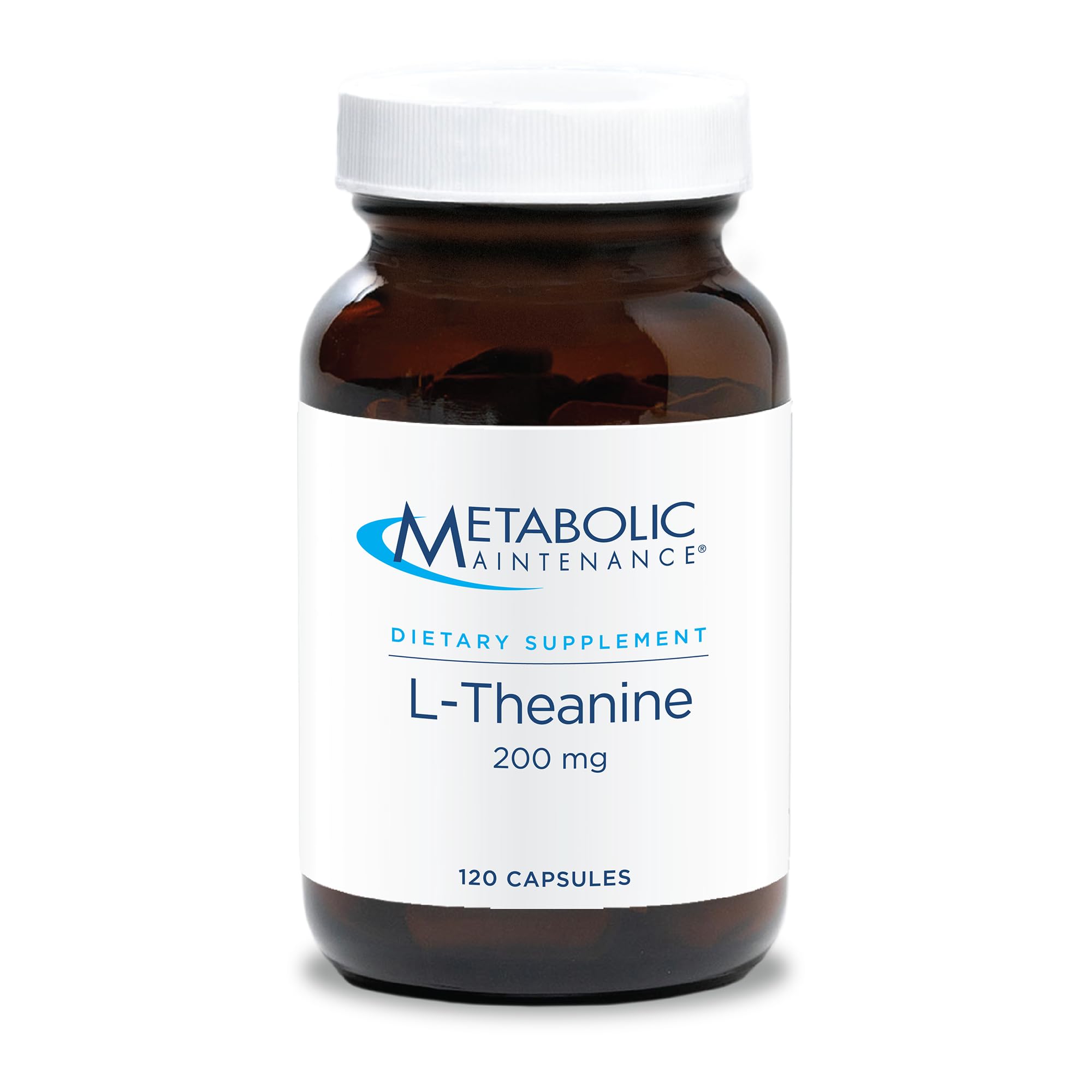 Bouteille Metabolic Maintenance L-Theanine 200 mg pour concentration et calme potentiels.