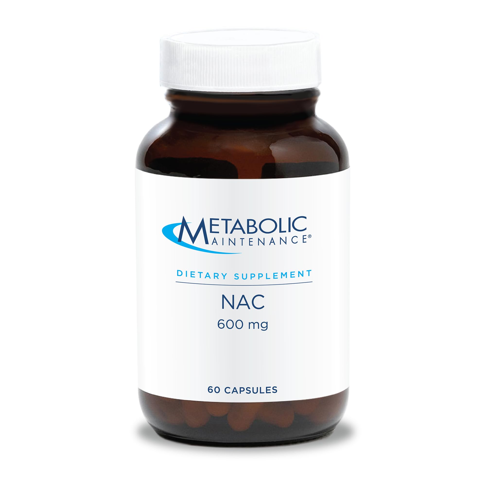 Gélules NAC 600 mg Metabolic Maintenance dans le flacon, soutien immunitaire potentiel.