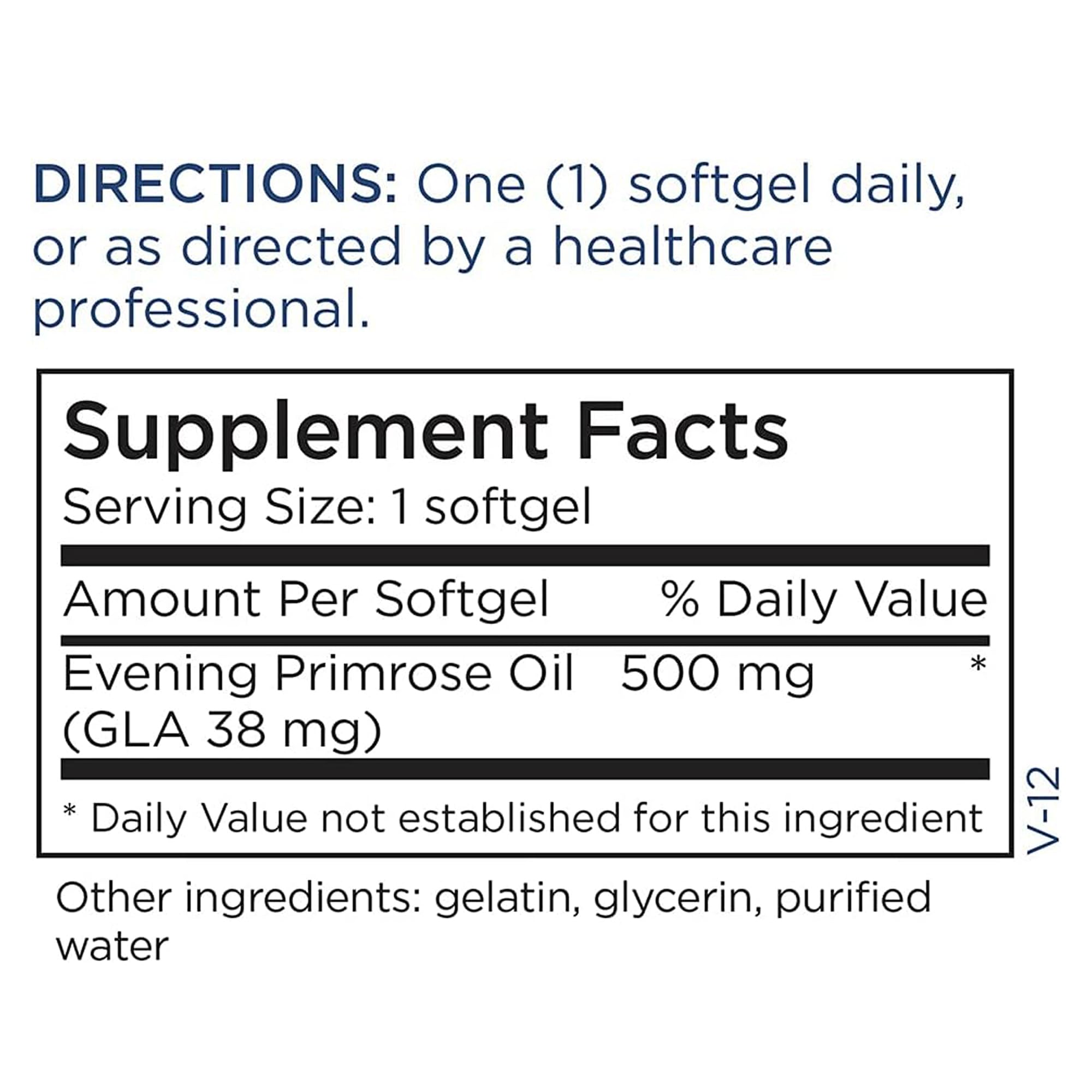Composition riche en LA et GLA Metabolic Maintenance, huile d'onagre pressée à froid, pureté élevée.