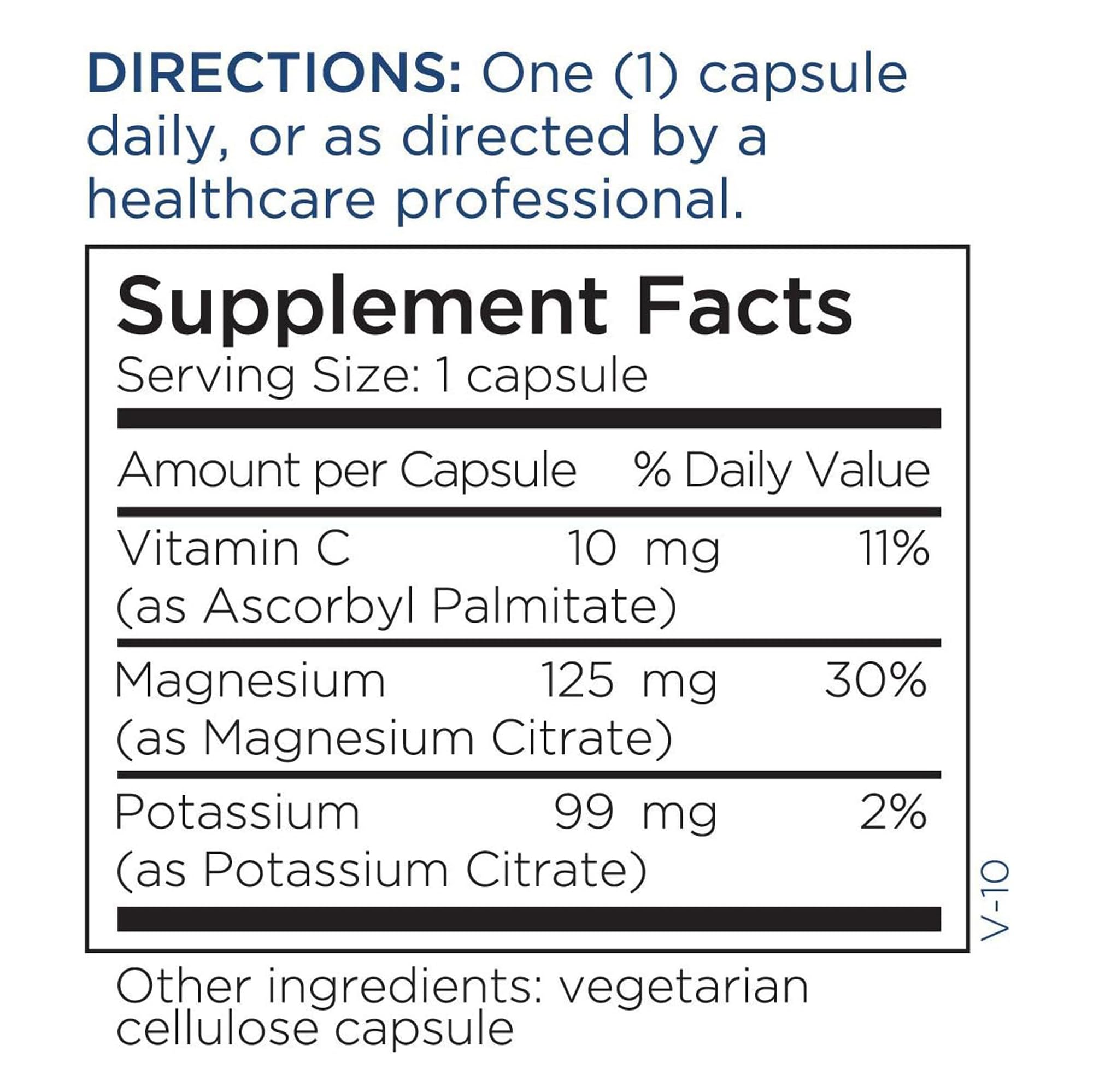 Capsules Metabolic Maintenance Potassium Magnésium Citrate: pureté et formulation bio-disponible.