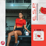 Pot Metabolic Nutrition ESP sur une table de sport prête à l’utilisation.
