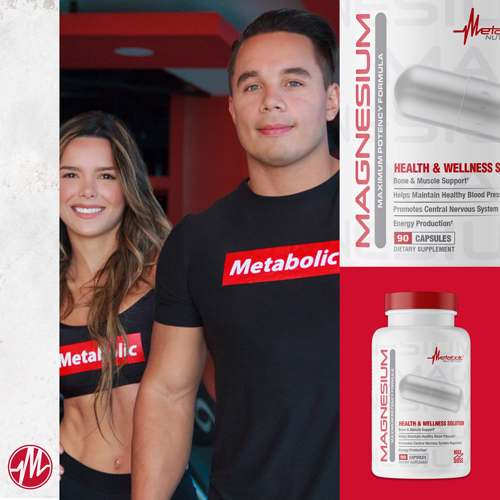 Metabolic Nutrition Magnésium 650 mg - emballage compact et rangement facile.