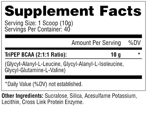 Cuillère-dose TRIPEP Metabolic Nutrition mélange BCAA raisin rapidement.