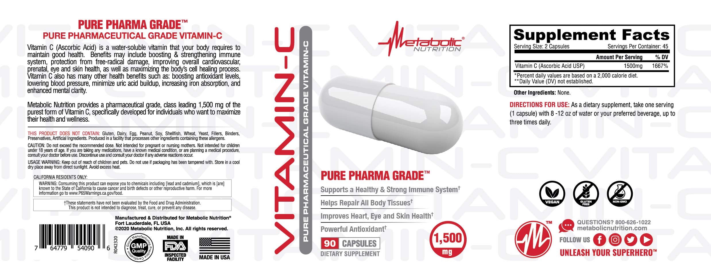 Utilisation Metabolic Nutrition Vitamine C 1500 mg – capsule quotidienne pratique