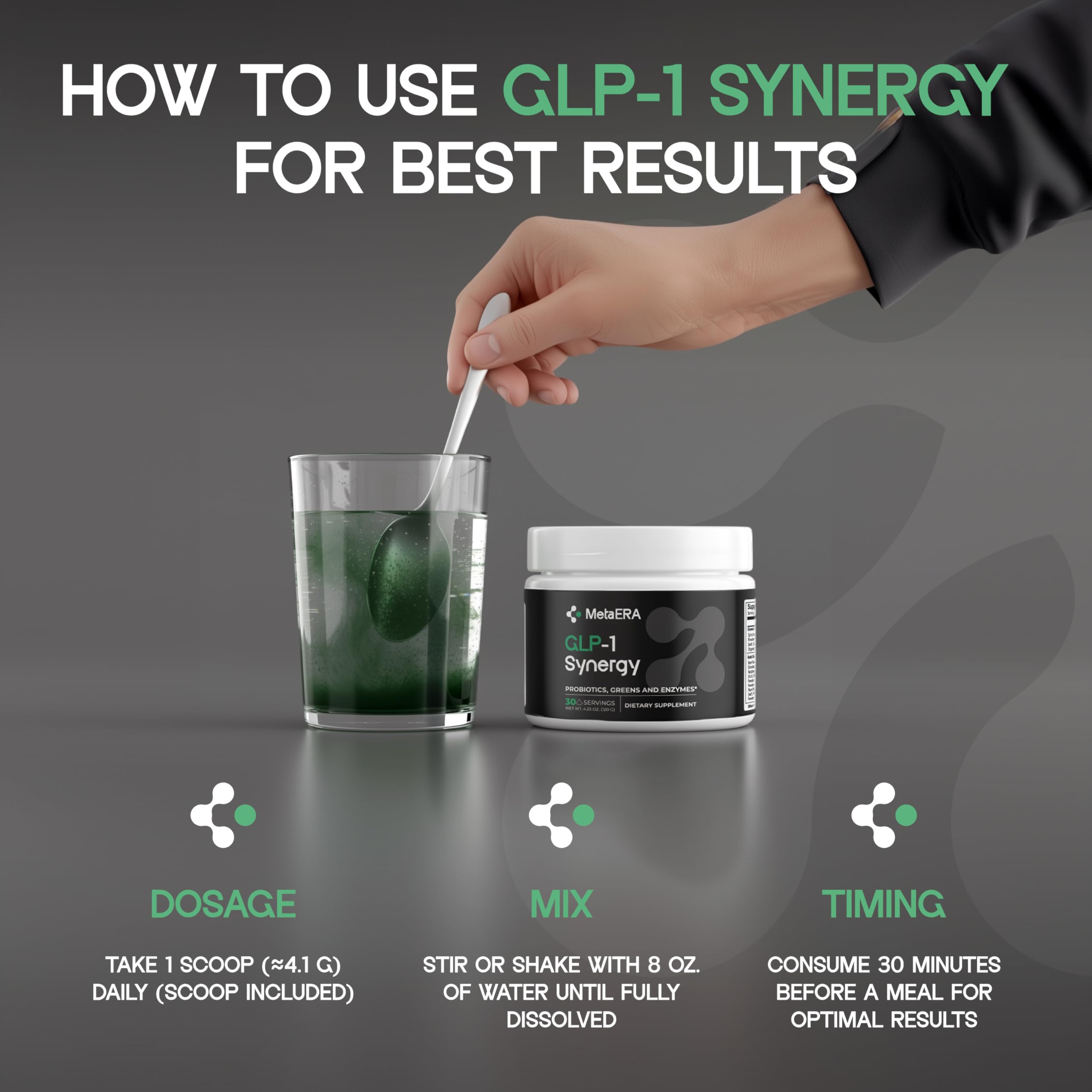 METAERA GLP-1 Synergy : utilisation quotidienne pour le bien-être intestinal potentiel.