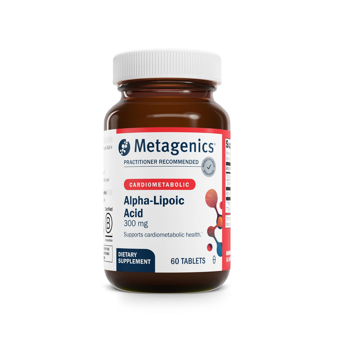 Metagenics Acide Alpha-Lipoïque, tablettes-bouteille: soutien métabolique et antioxydant au quotidien.