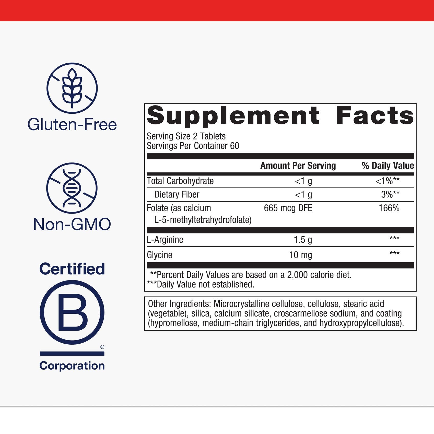 Metagenics Arginine Plus, tablettes présentées, soutien potentiel à la circulation et à l'énergie.