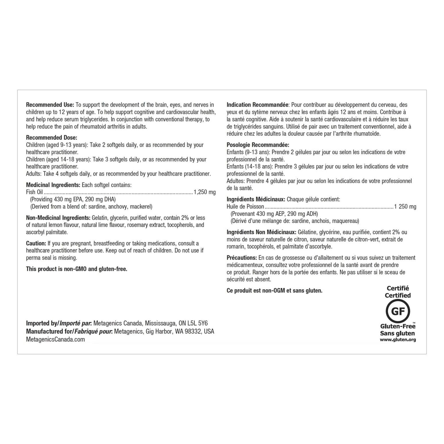 Soutien potentiel des fonctions cœur-cerveau-immunité avec Metagenics OmegaGenics.