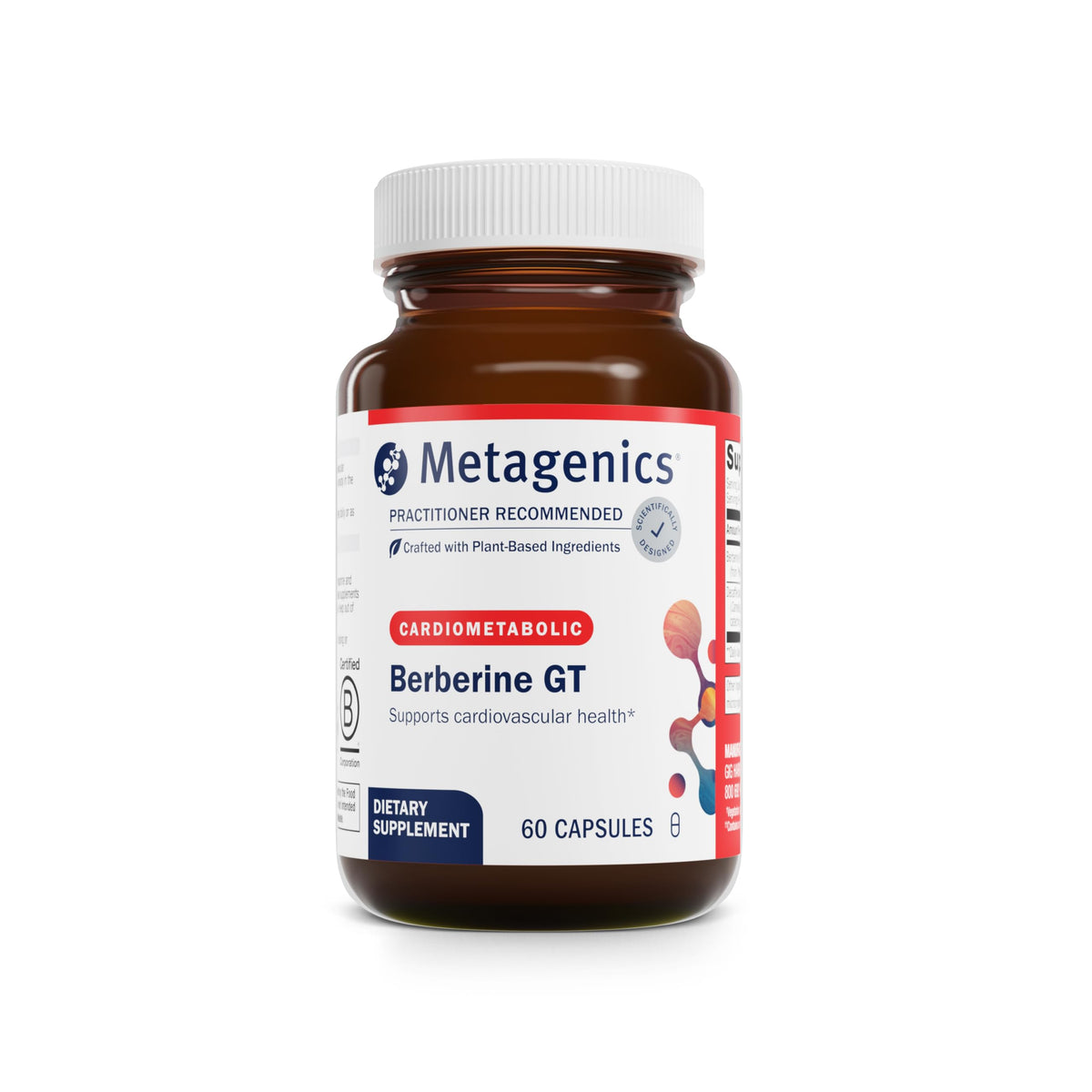 Metagenics Berberine GT, bouteille de 60 capsules, soutien potentiel du métabolisme des glucides.