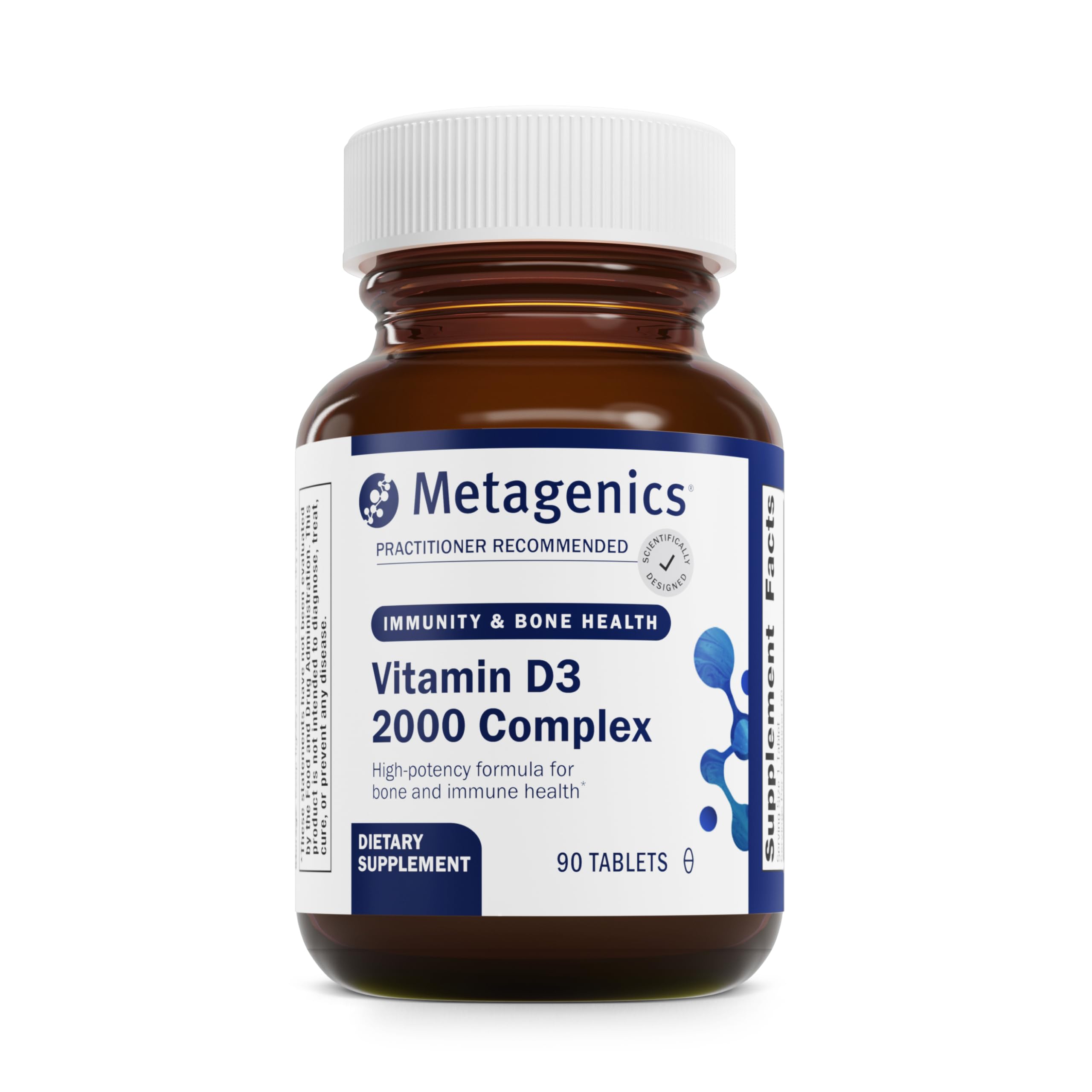 Metagenics D3 2000 IU, versement dans la bouteille pour dosage quotidien pratique.