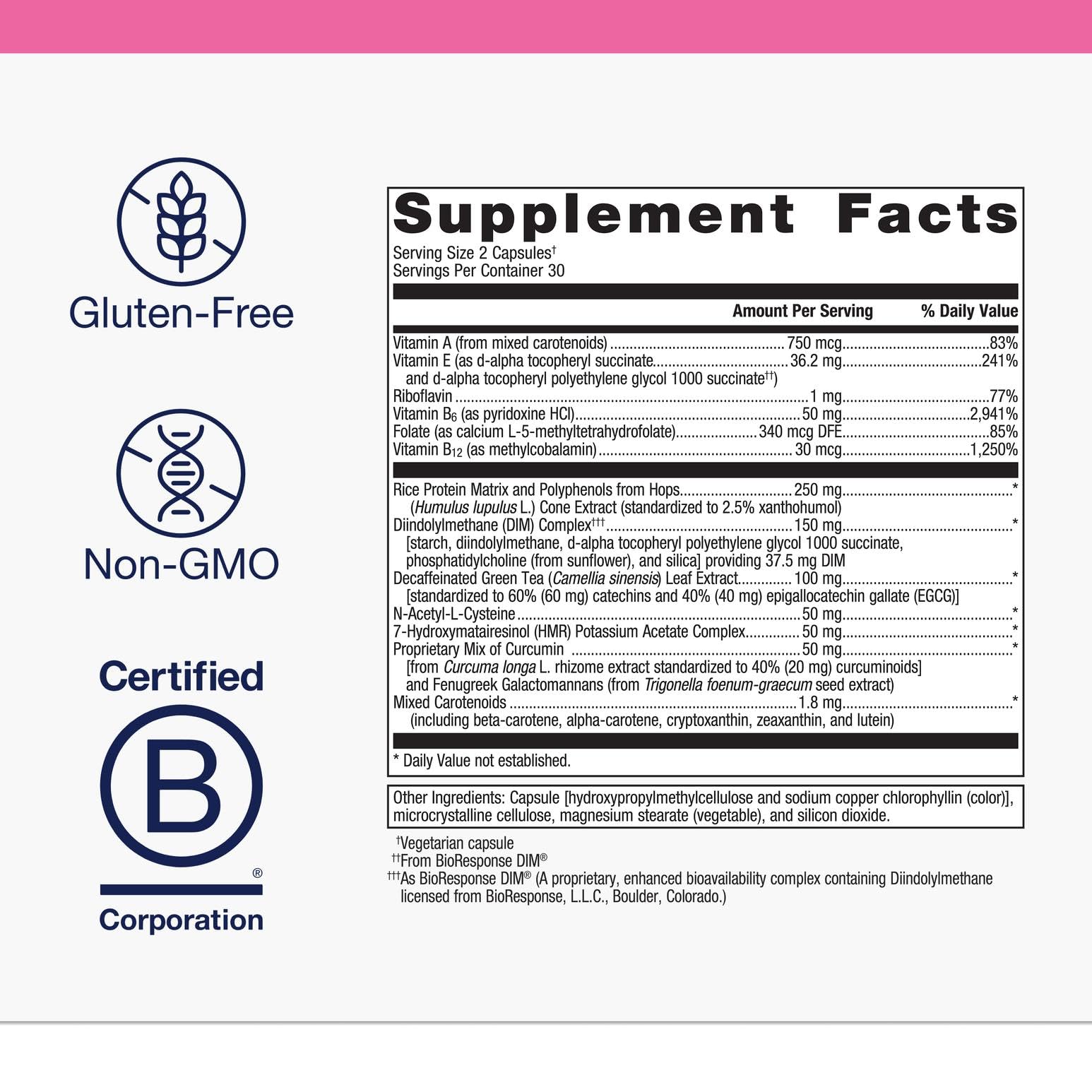 Tablettes EstroFactors Metagenics, utilisation quotidienne possible pour l'équilibre hormonal.