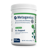 Metagenics G.I. Support, bouteille visible, offre un soutien digestif quotidien.