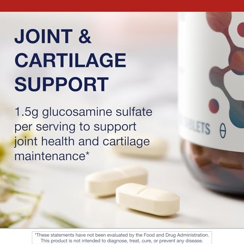Metagenics Glucosamine Sulfate, vitamine C et potassium visibles, soutien potentiel du cartilage.