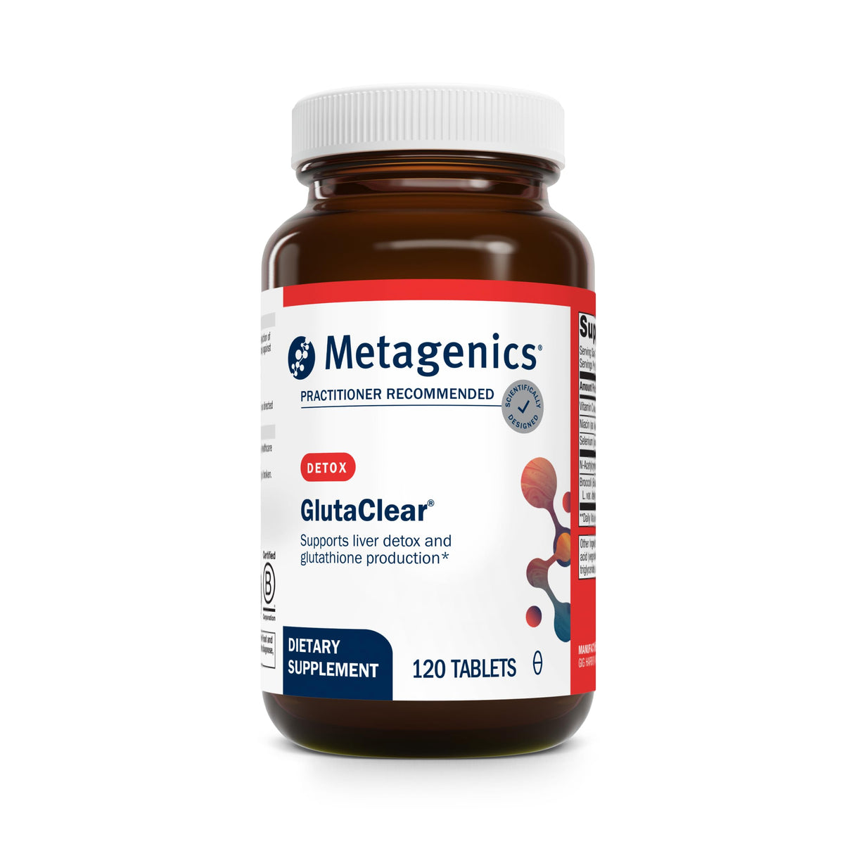 Metagenics GlutaClear – bouteille 120 comprimés, soutien antioxydant potentiel.