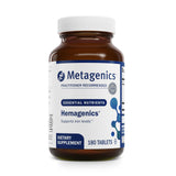 Metagenics Hemagenics — bouteille montrée, peut soutenir la formation des globules rouges et l’énergie.