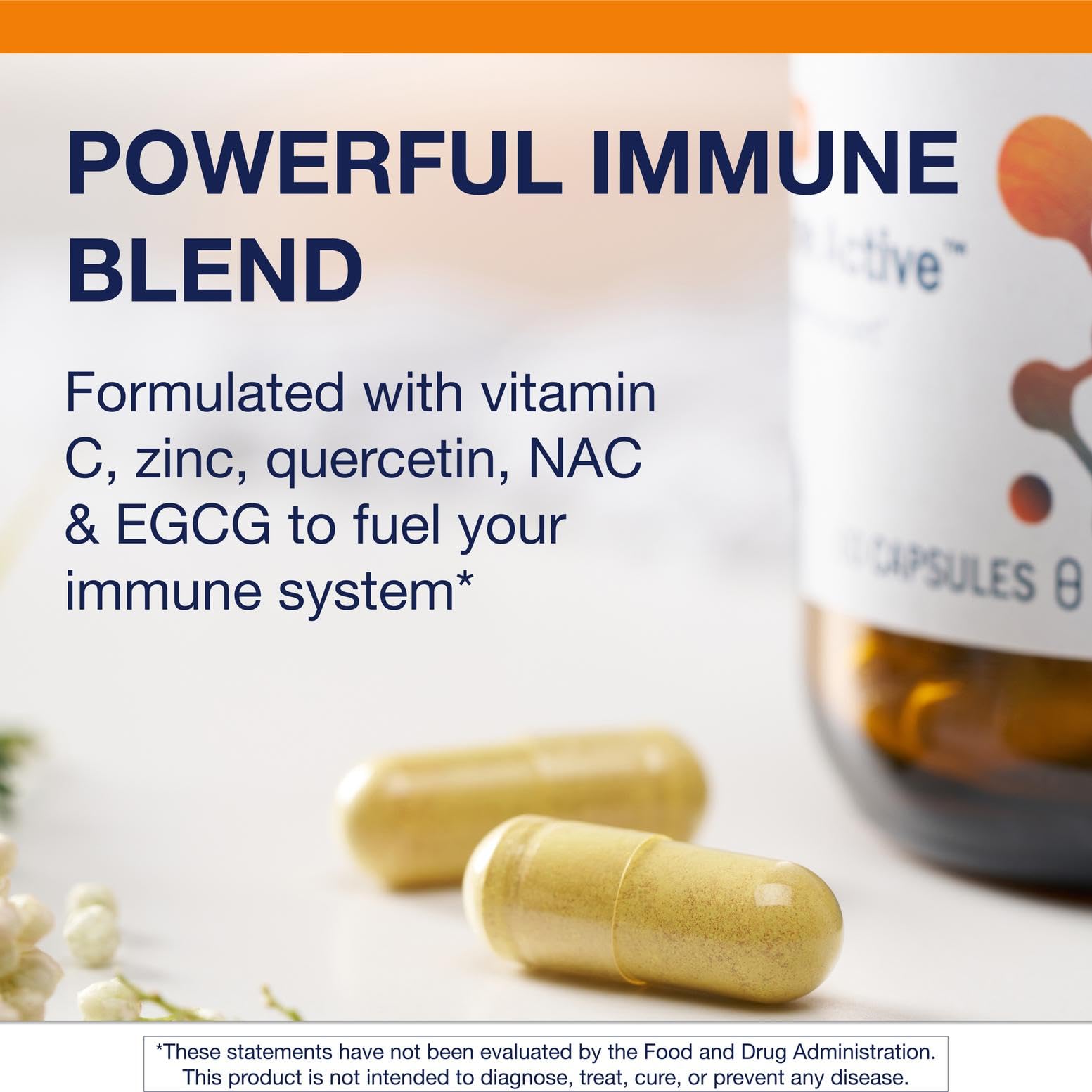 Metagenics Immune Active: EGCG et quercétine pour une protection antioxydante.
