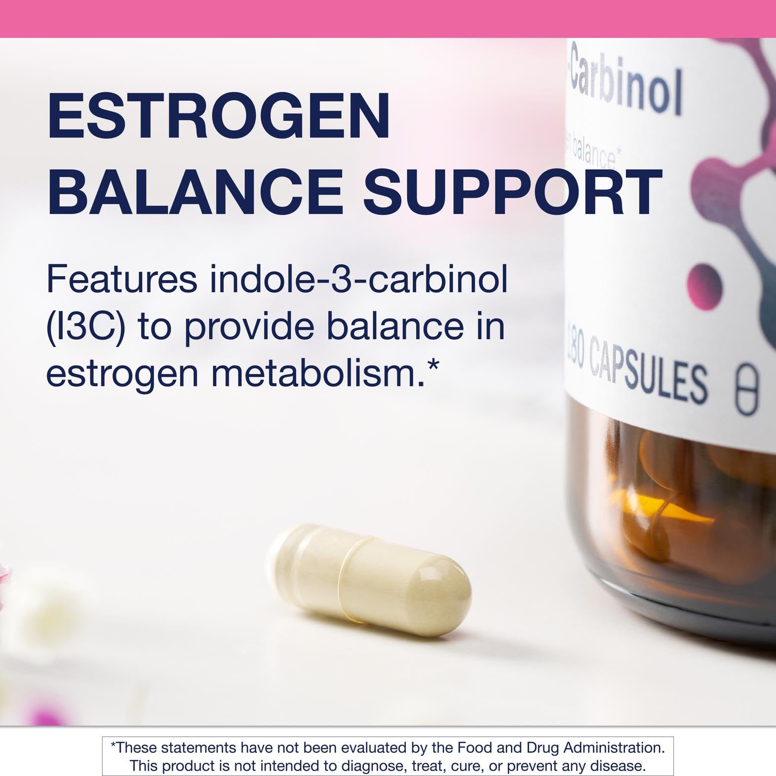 Metagenics Indole-3-Carbinol, boîte-information: qualité GMP et pureté vérifiée.