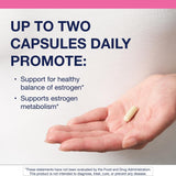 Metagenics Indole-3-Carbinol, etiquette: formule végane sans gluten pour santé féminine.