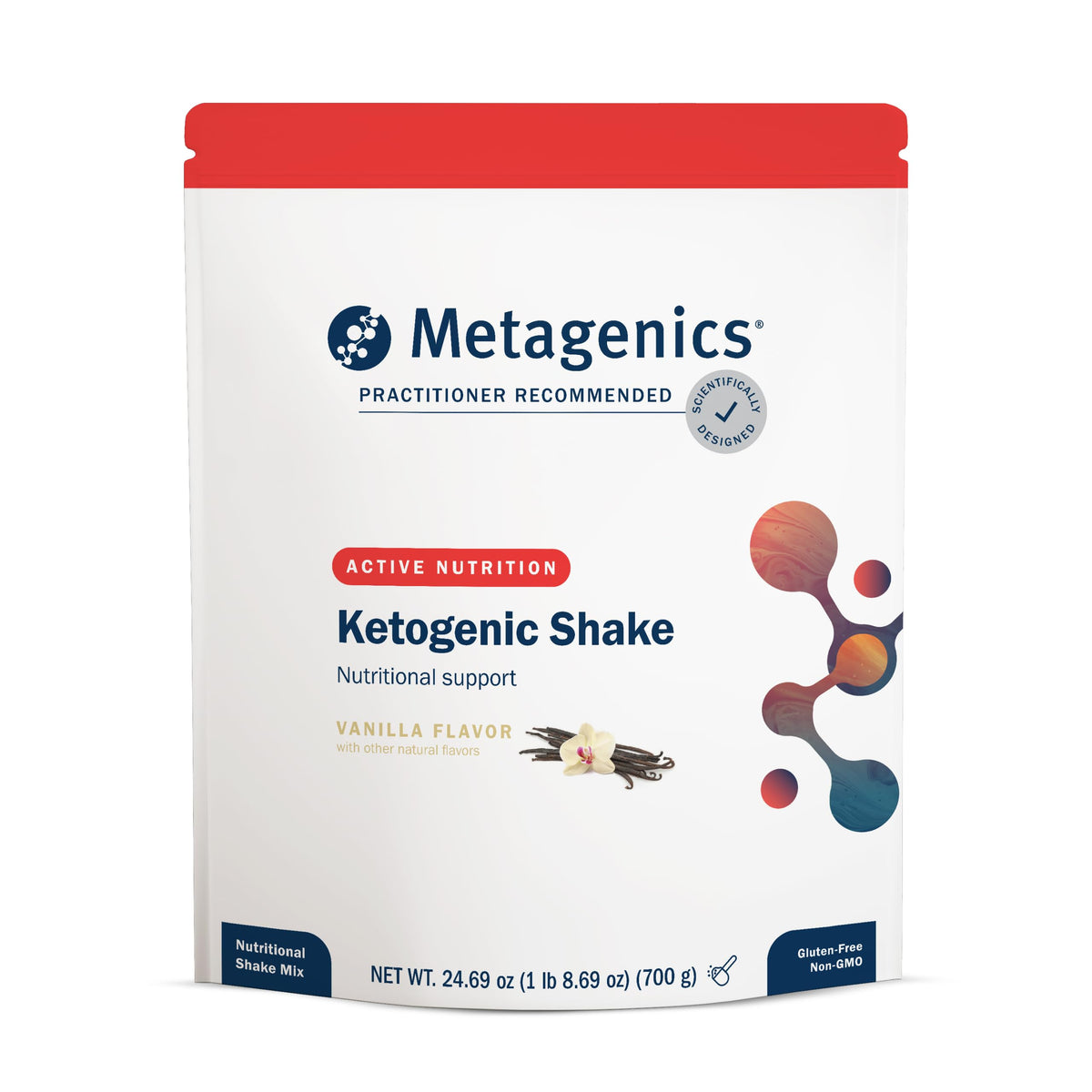 Metagenics Ketogenic Shake en bouteille vanille, parfait pour une collation céto.