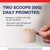 Verre prêt à mélanger Metagenics Ketogenic Shake chocolat pour une préparation rapide.