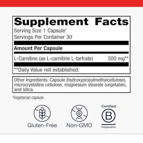 Metagenics L-Carnitine: dosage facile et capsules standardisées pour un quotidien simple.