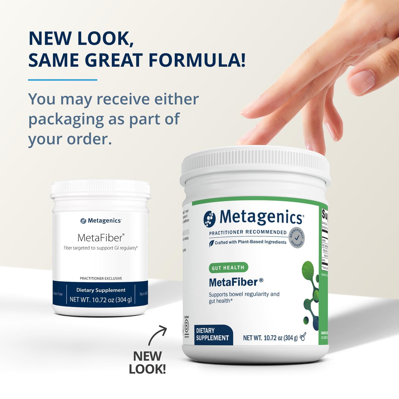 Poudre MetaFiber se dissolvant facilement dans l'eau ou le jus.