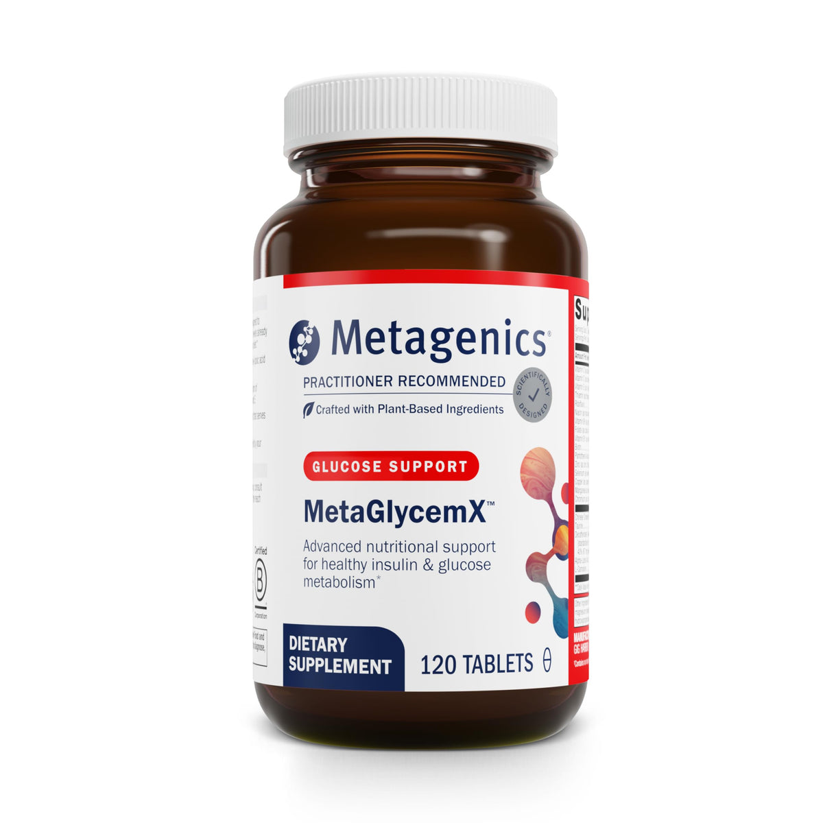 MetaGlycemX Metagenics – bouteille d'emballage prête au soutien métabolique quotidien.