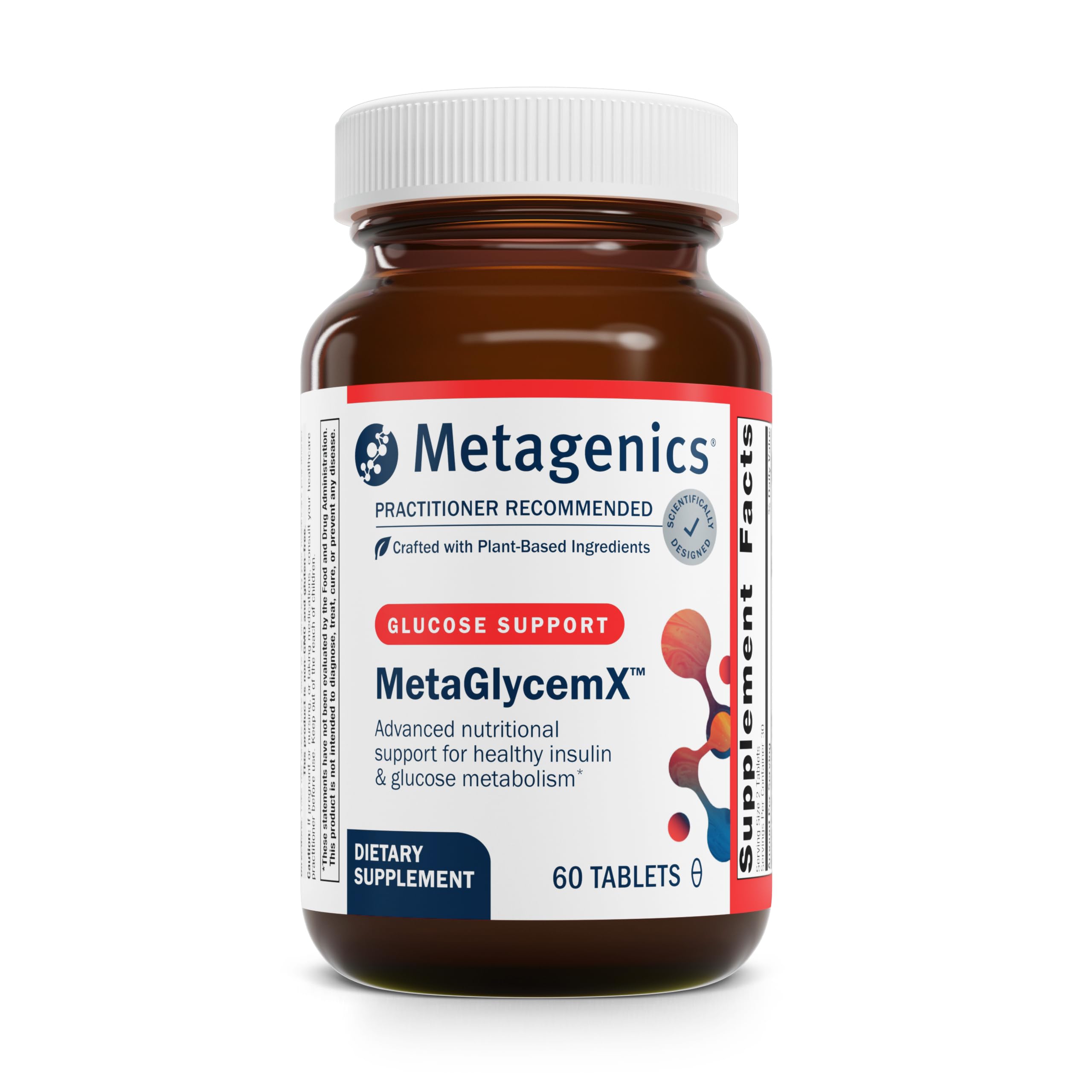 Metagenics MetaGlycemX – bouteille montrant le flacon, soutien potentiel au métabolisme des glucides.
