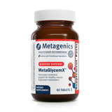 Metagenics MetaGlycemX – bouteille montrant le flacon, soutien potentiel au métabolisme des glucides.