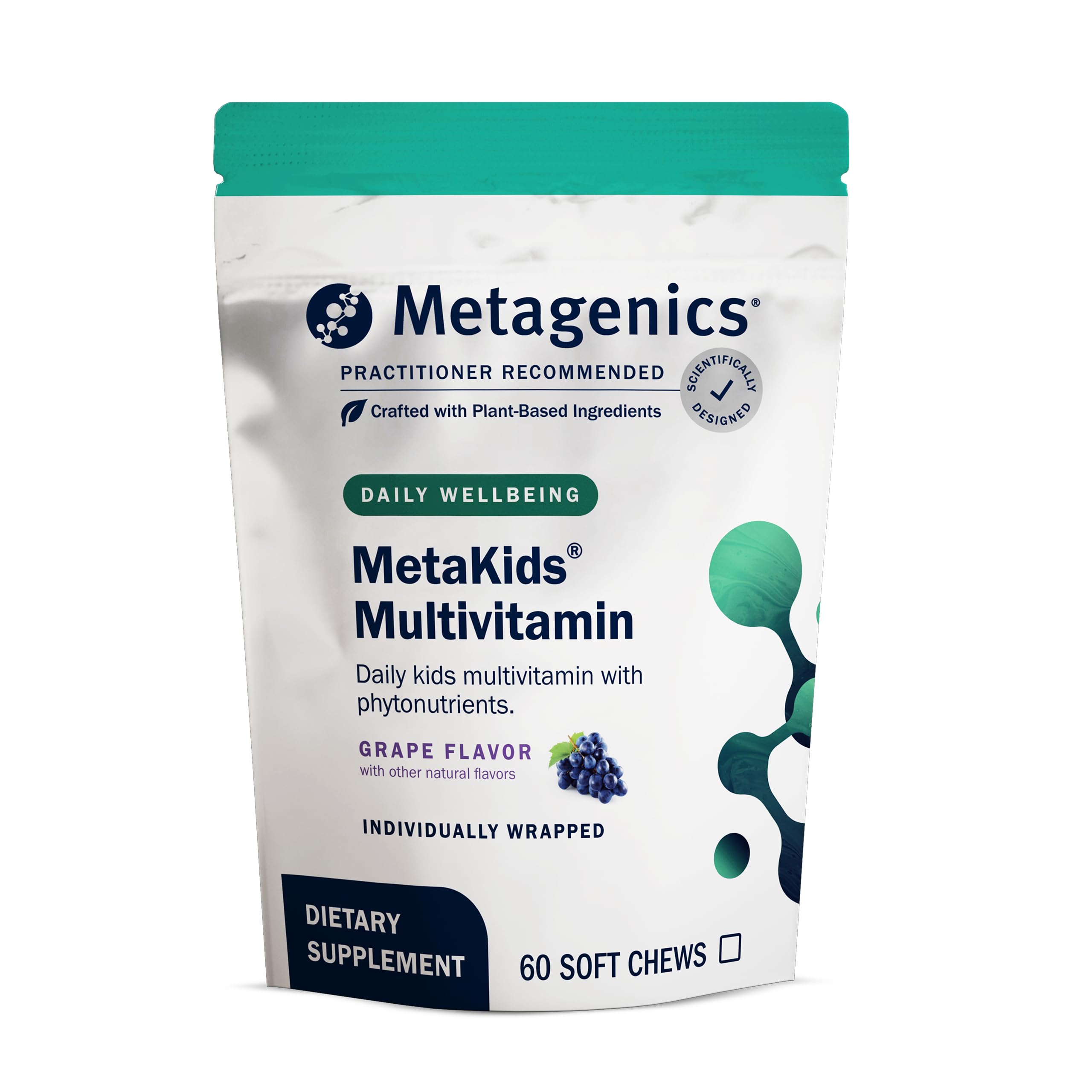 MetaKids Metagenics, boîte 60 gommes raisin: soutien nutritionnel quotidien pour enfants.