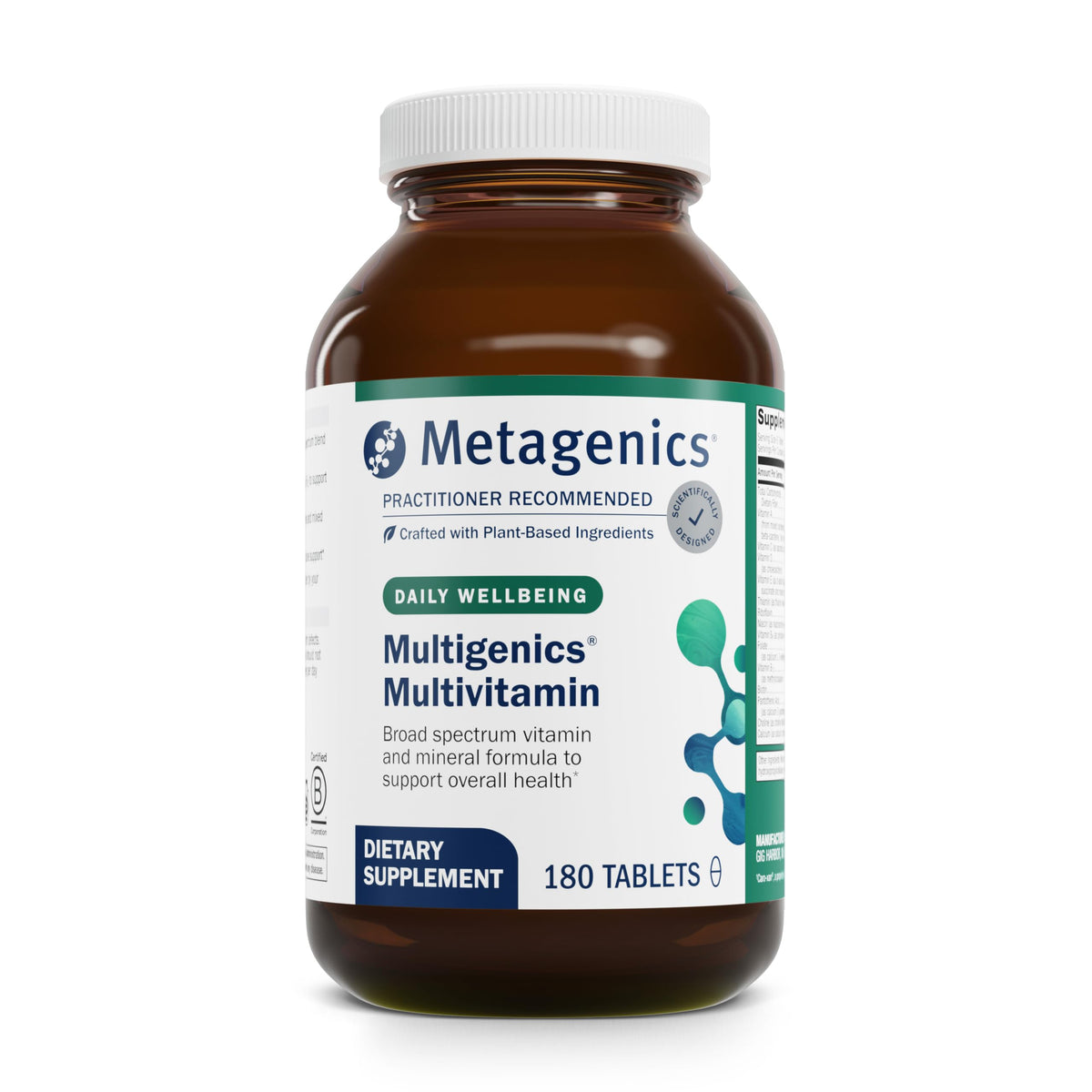 Metagenics Multigenics, bouteille 180 comprimés, soutien quotidien des vitamines et minéraux.
