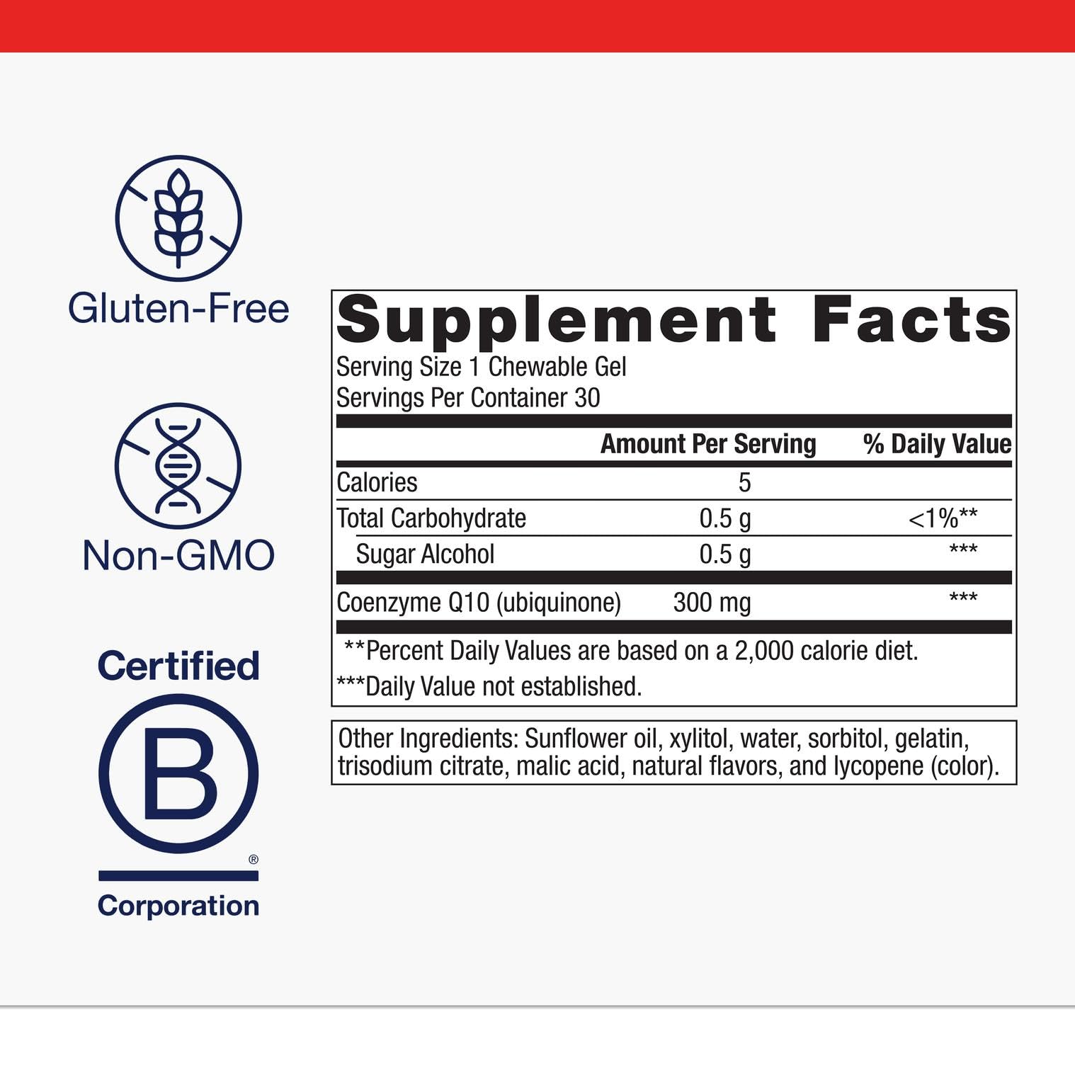 Gels masticables Metagenics NutraGems CoQ10, goût agréable et absorption facilitée