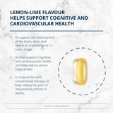 Goût citron-lime naturel de Metagenics OmegaGenics, facilitant une prise quotidienne sans arrière-goût.