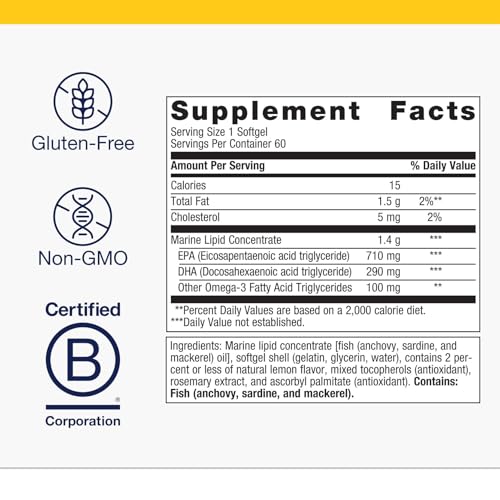 Metagenics OmegaGenics EPA-DHA 1000 mg — Pureté et fraîcheur préservées par des antioxydants naturels.